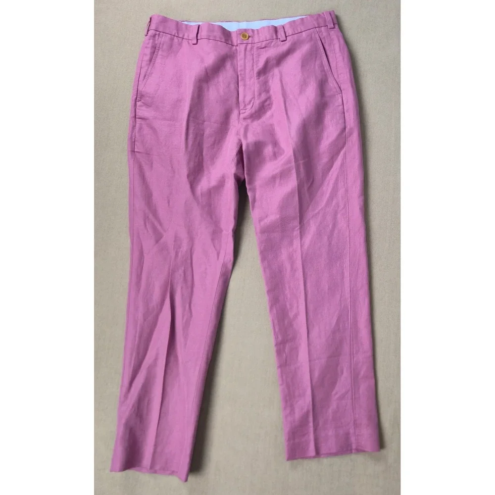 Brooks Brothers Clark Baird McNutt Irish Linen Cotton Chinos Purple 36x30